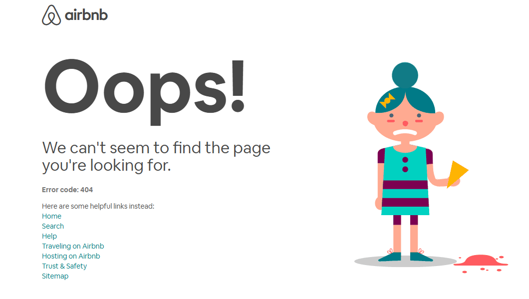 Airbnb의 404페이지